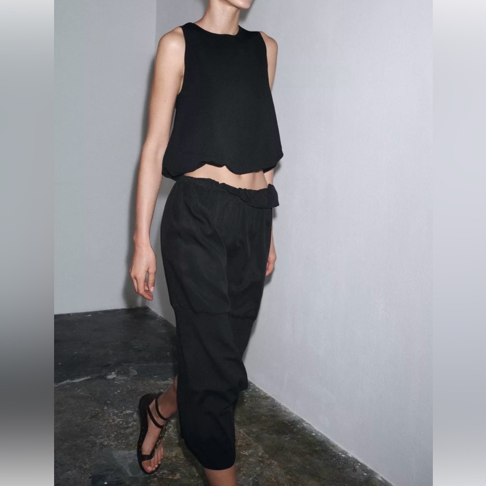 ZARA COMBINED KNIT MIDI SKIRT